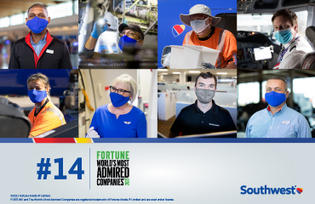 Southwest Airlines Ranks No. 14 Among FORTUNE